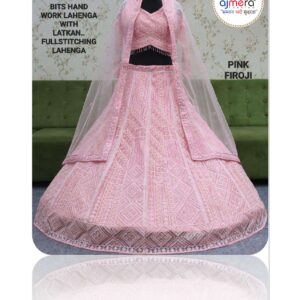 bits hand work lahenga with latkan full stitching lahenga